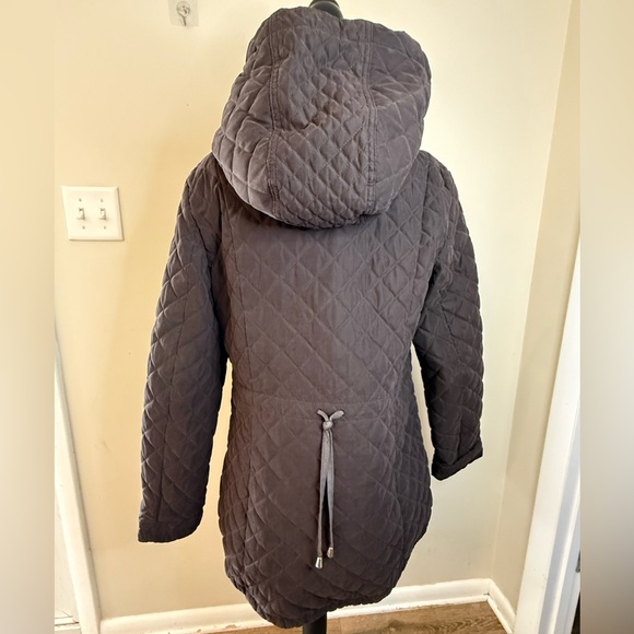 Nautica quilted brown removable hoodie coat zip snaps pockets SZ LG - Picture 4 of 13